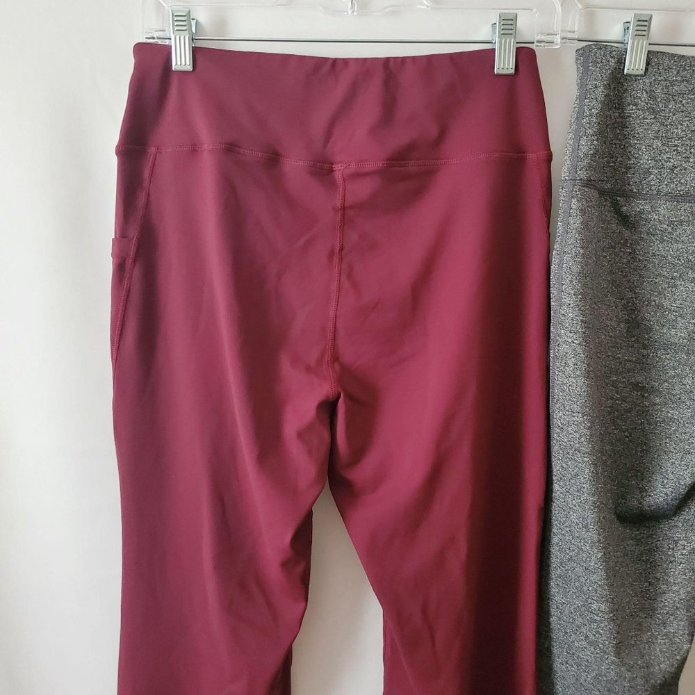 Set Of 2 MOCOLY & Chin Fun Women's Bootleg Leggings Burgundy/Gray Medium NWT - Picture 15 of 16